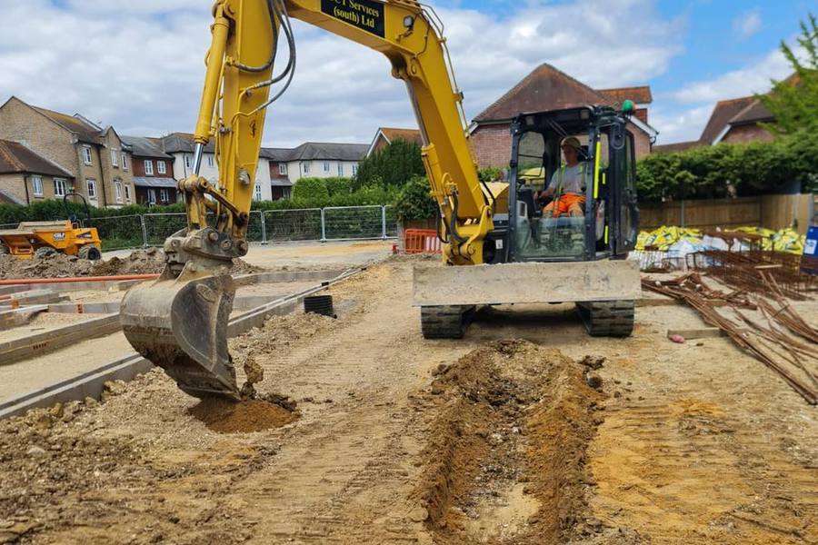 Plant operator training on a construction site in Bournemouth